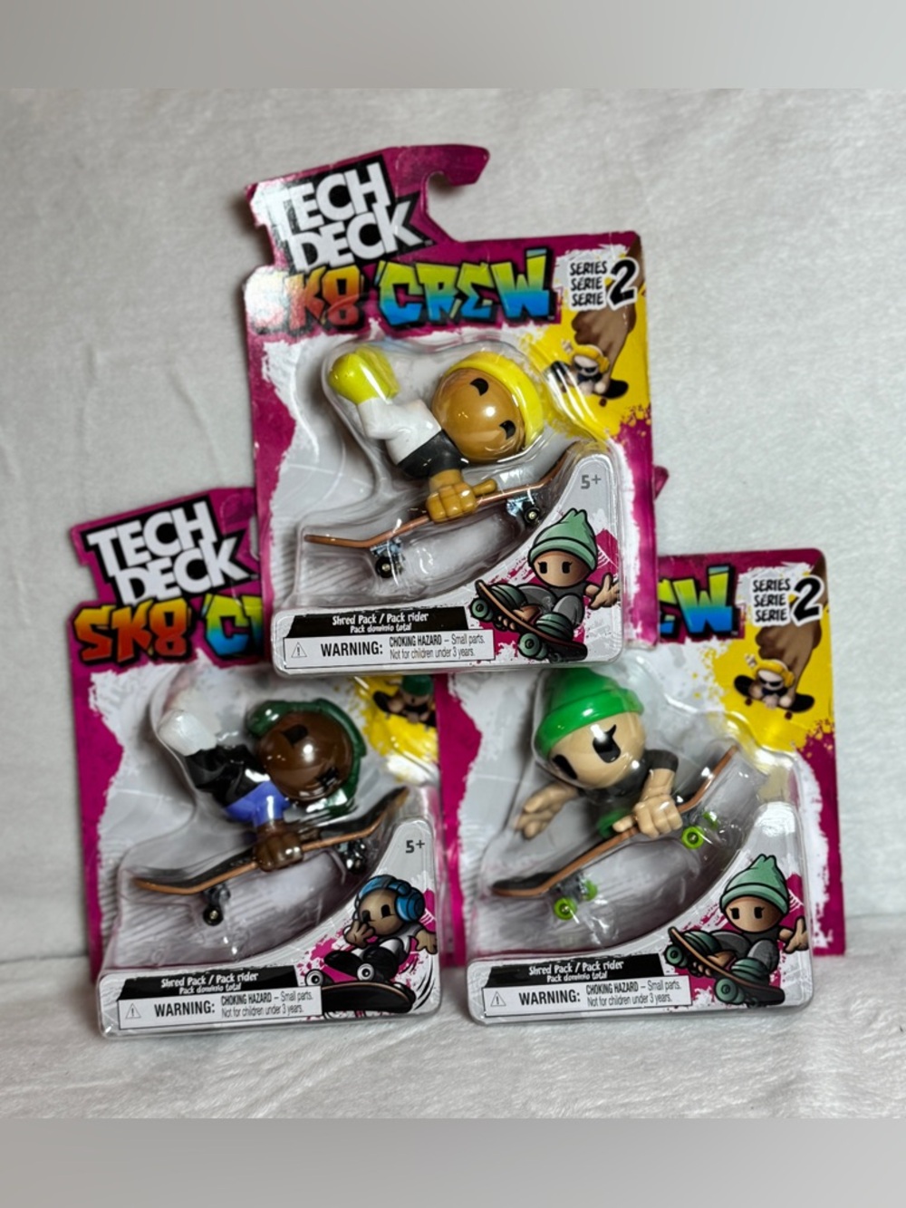 Tech Deck SK8 Crew Figures Series 2 Lot of 3- Shred Pack/Pack Rider, NEW